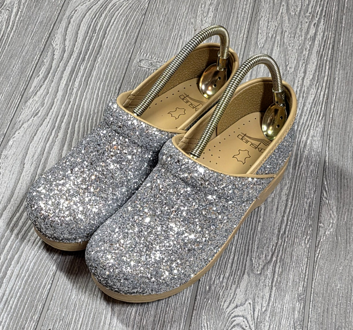 DANSKO Professional Glitter Slip On Clog Women’s 38- 7.5-8 US Champagne Hospital