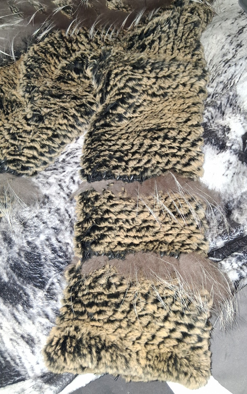 Real fur jacket, womens size small, rabbit body and lining fox trim.