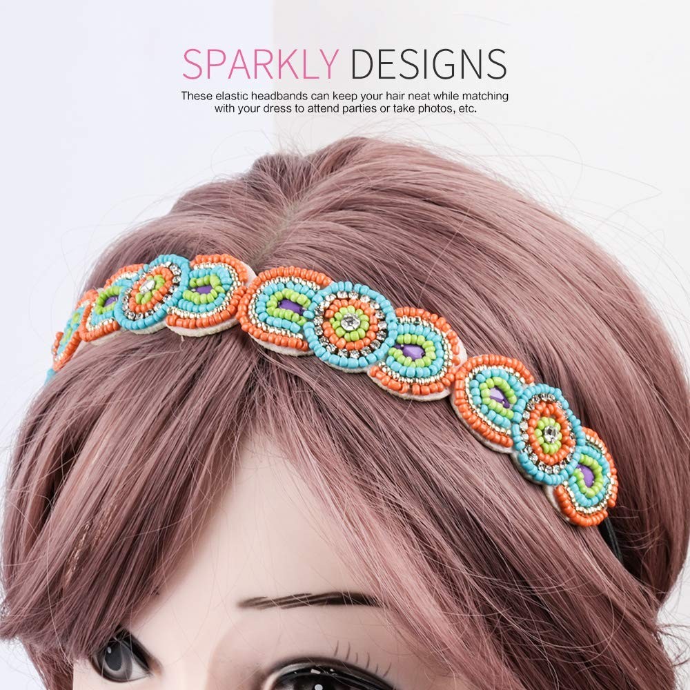 6pcs Hairbands for Women, 6 Rhinestone Beaded Headbands, Head Bands for Women…