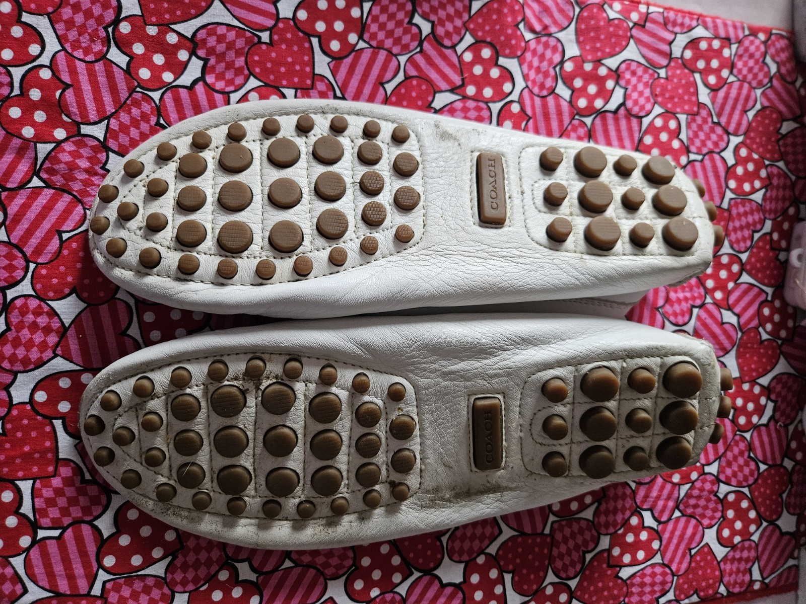 Coach White Leather Driving Moccasin Women 9.5 Nicola Penny Loafer Preppy GUC