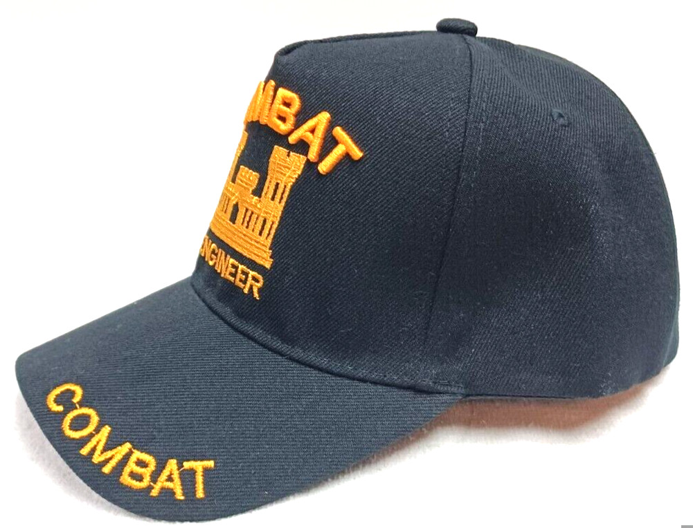 ARMY VETERAN COMBAT ENGINEER MILITARY HAT CAP BLACK ADJUSTABLE
