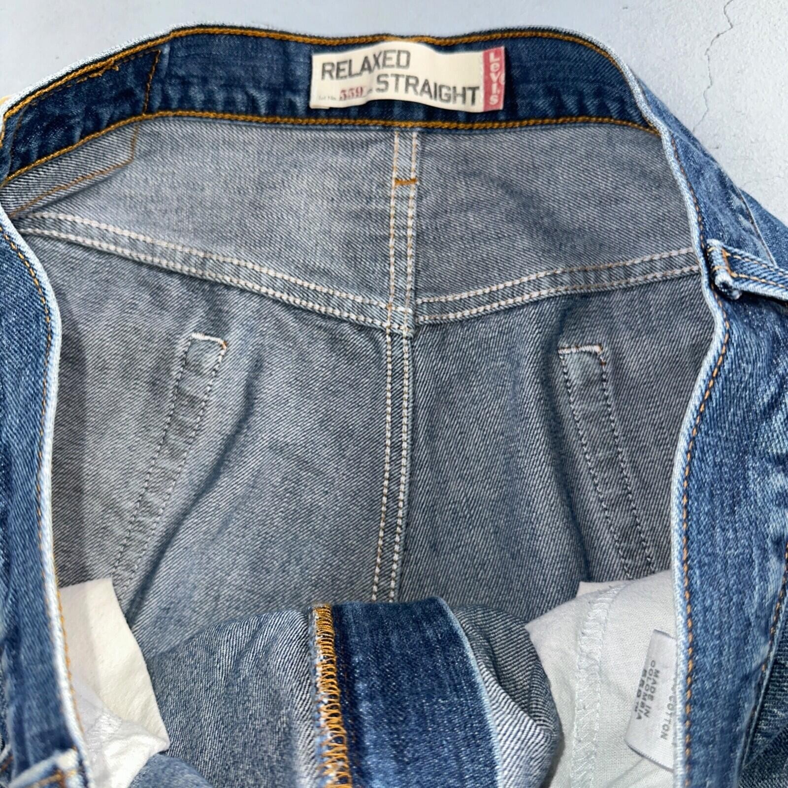 Levis 559 Relaxed Straight Fit Rugged Dark Blue VTG Y2K Denim Jeans Mens 36×32