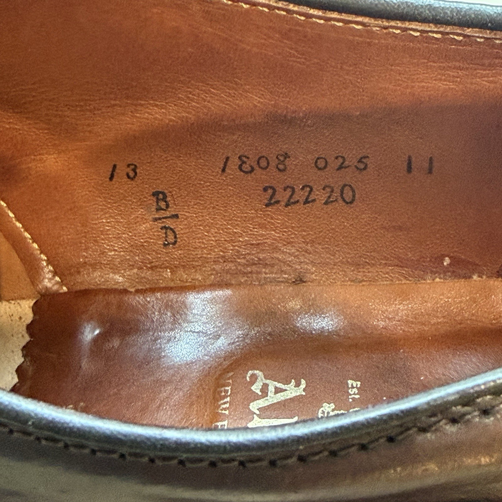 ALDEN 22220 Cigar Shell Cordovan Split Toe Size 13 Norwegian Front Blucher Shoes