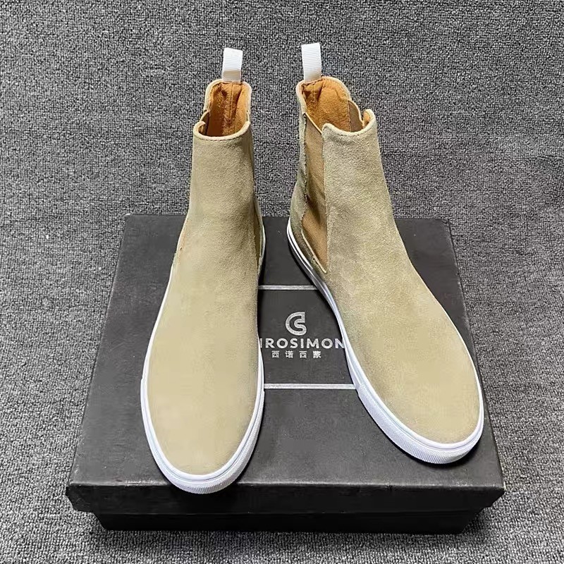 Mens British Round Toe Suede Leather Chelsea Boots Shoes Formal Business Pull On