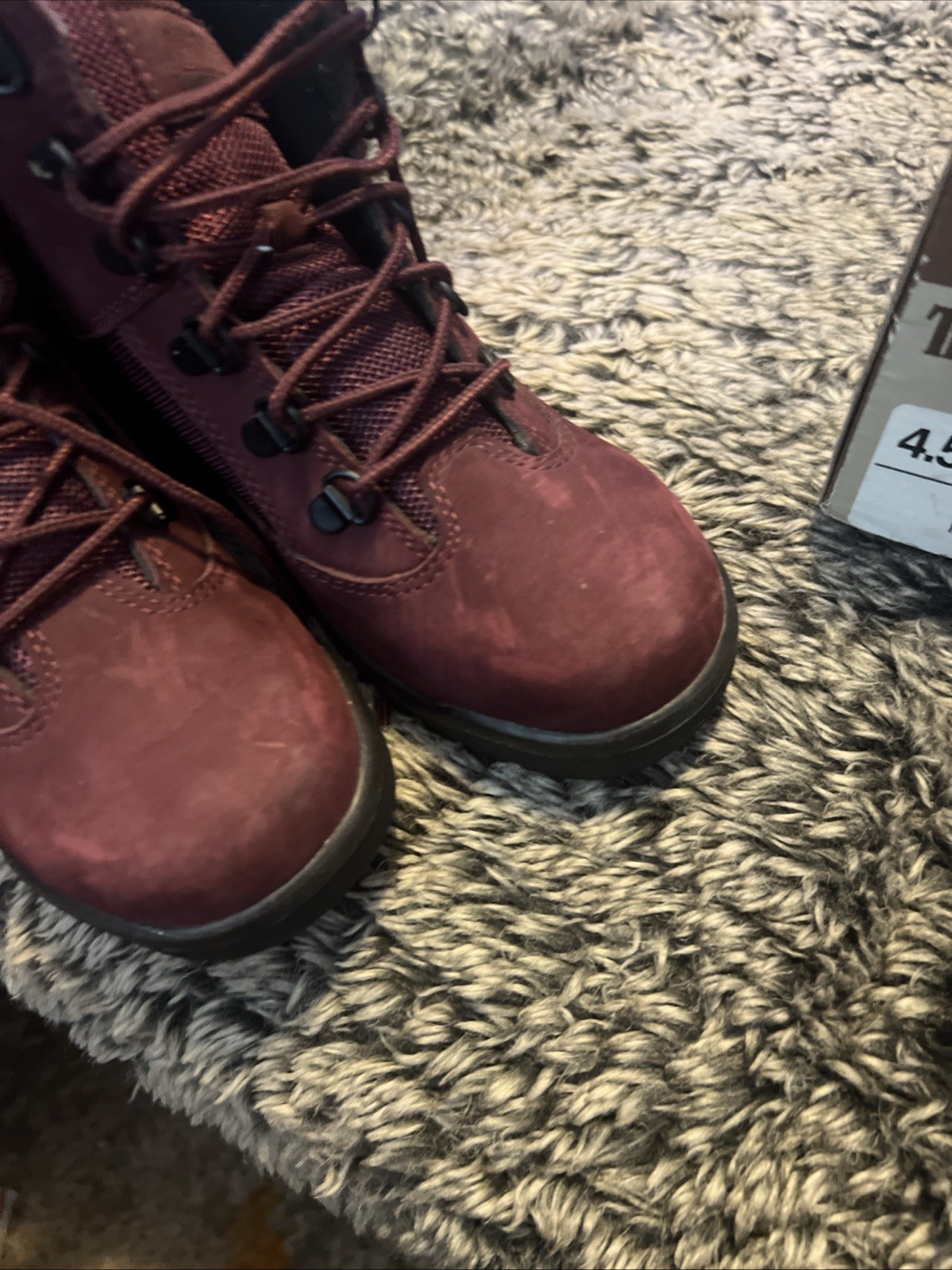 Timberland 6-Inch Waterproof Field Boot Burgundy Nubuck Men’s Boots Size 4.5