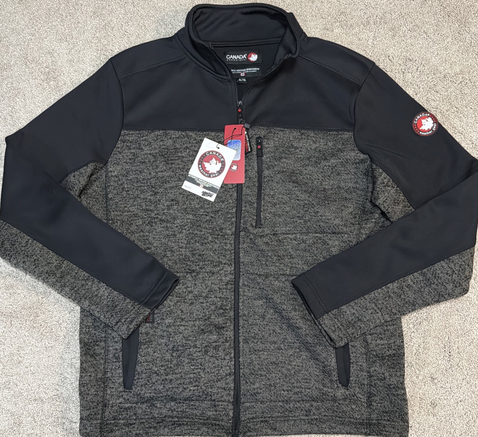 Canada Weather Gear Men’s XL Full Zip Lightweight Fleece Jacket NWT