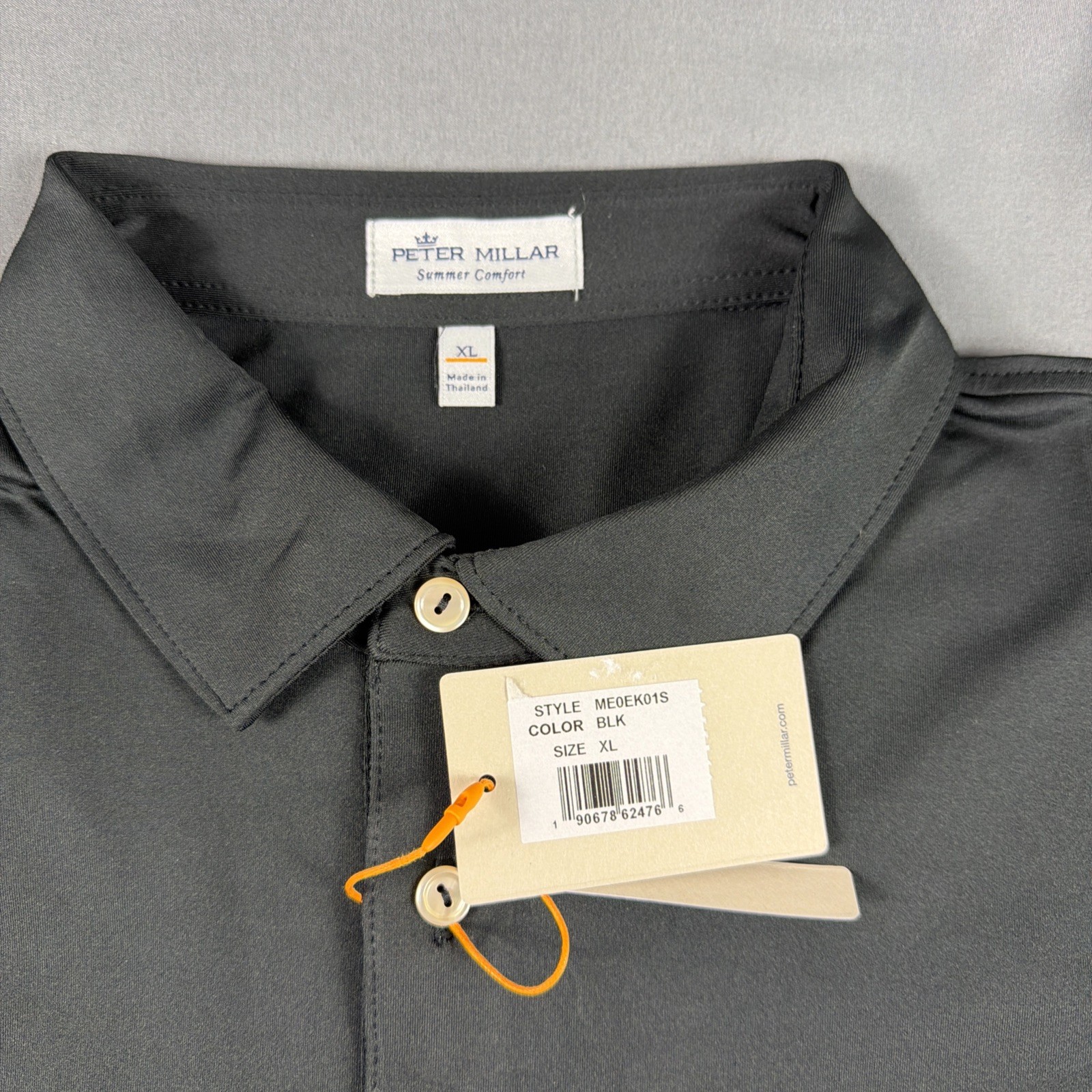 Peter Millar Golf Shirt Polo CS Summer Comfort XL Black Polyester MSRP $105