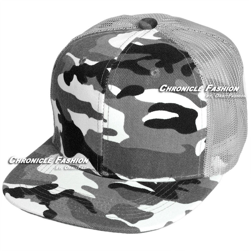 Trucker Hat Mesh Baseball Cap Snapback Adjustable Plain Solid Hip Hop Flat Men