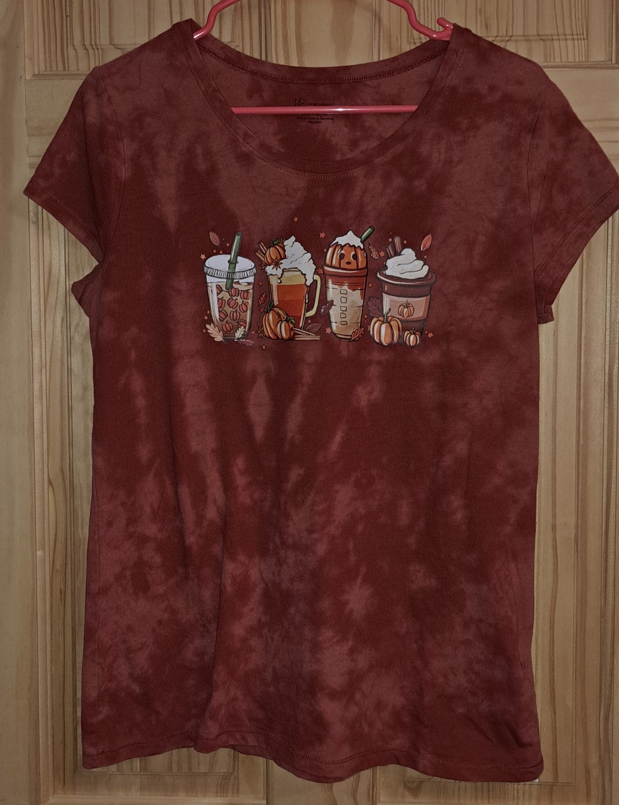 Hand “Bleach Dyed” Custom Pumpkin Spice Lattes Tee Juniors XXL 2XL(19) READ