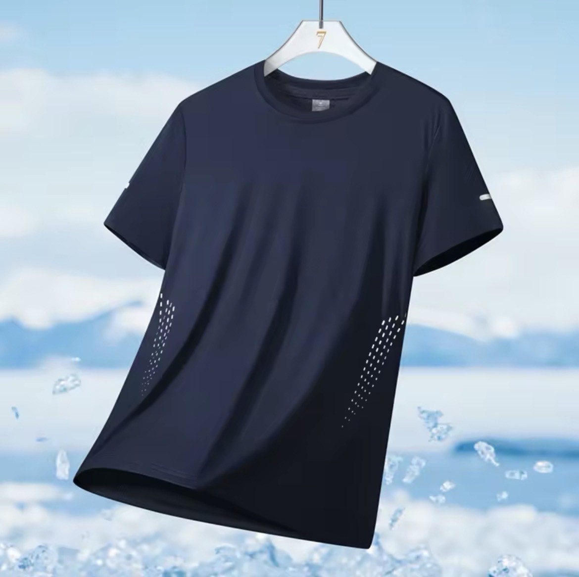 Men Running T-Shirt Ice Silk Quick Dry Breathable Reflective Sports 5XL