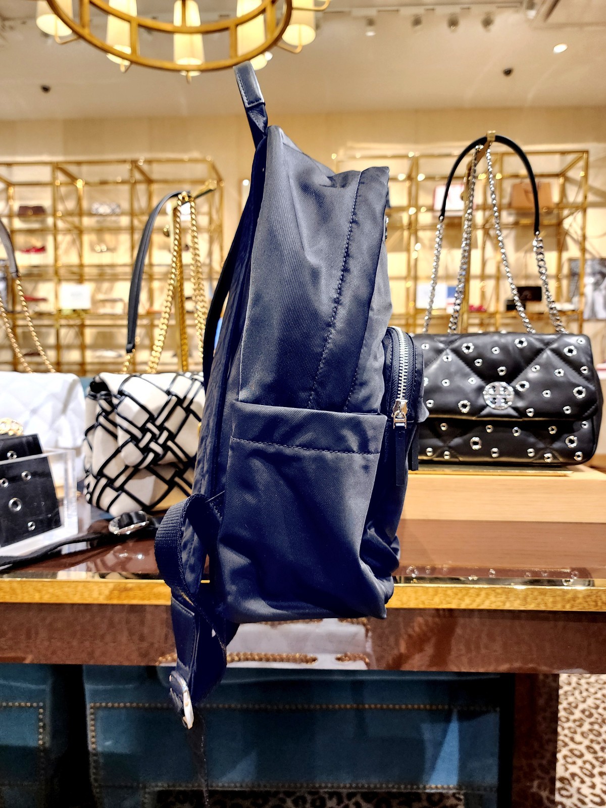 Latest New Authentic Tory Burch Ella Navy Nylon Backpack 173559 $350