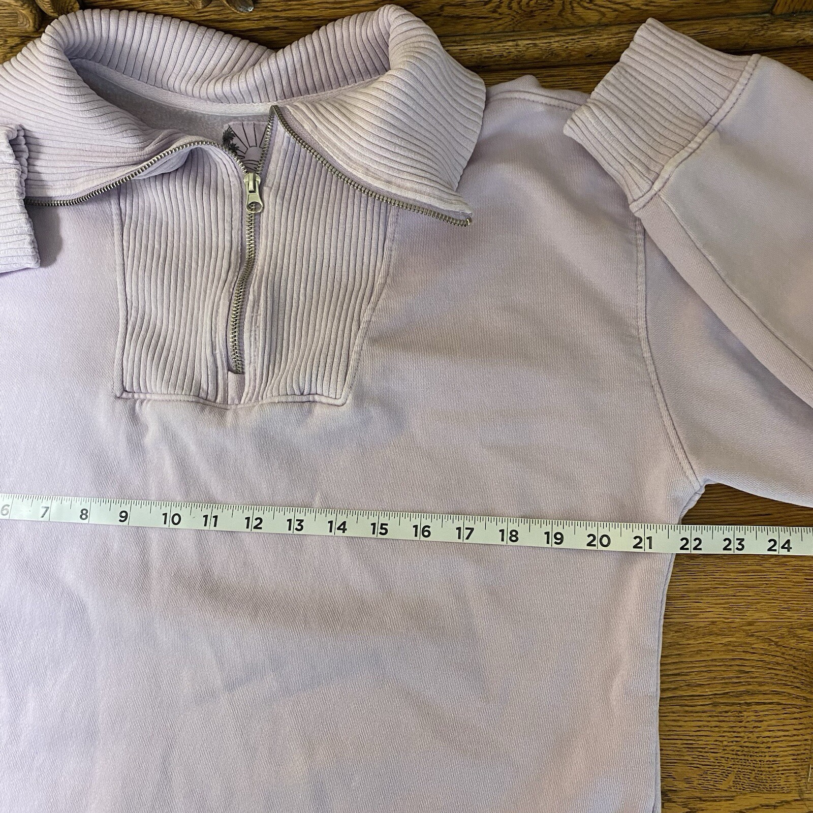 C&C Womens Sunwashed 1/4 Zip Pullover Sweatshirt Sz M Lavender Long Sleeve