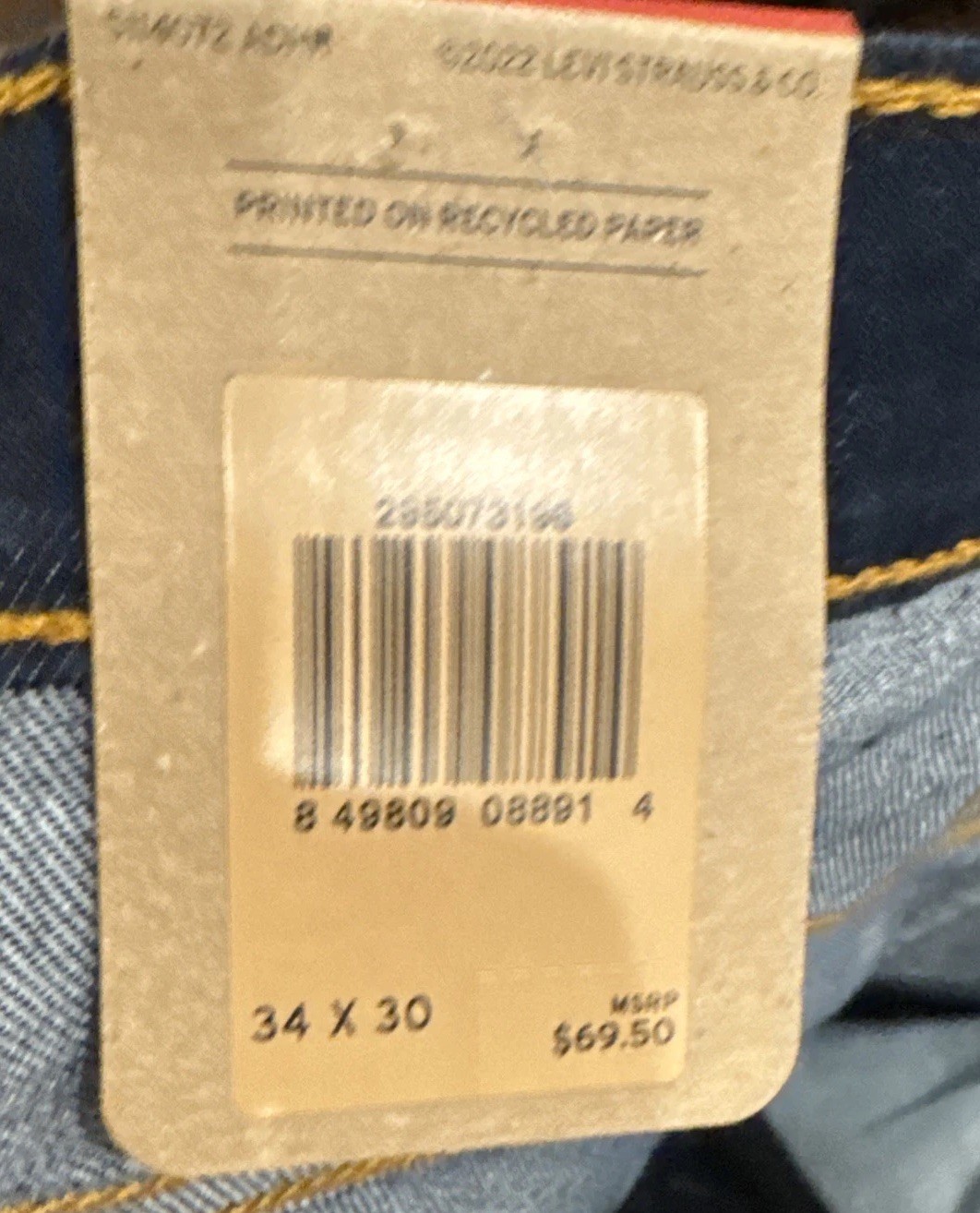 Levi’s 502 Stretch Taper Flex Blue Jeans Men’s 34×30 Dark Wash