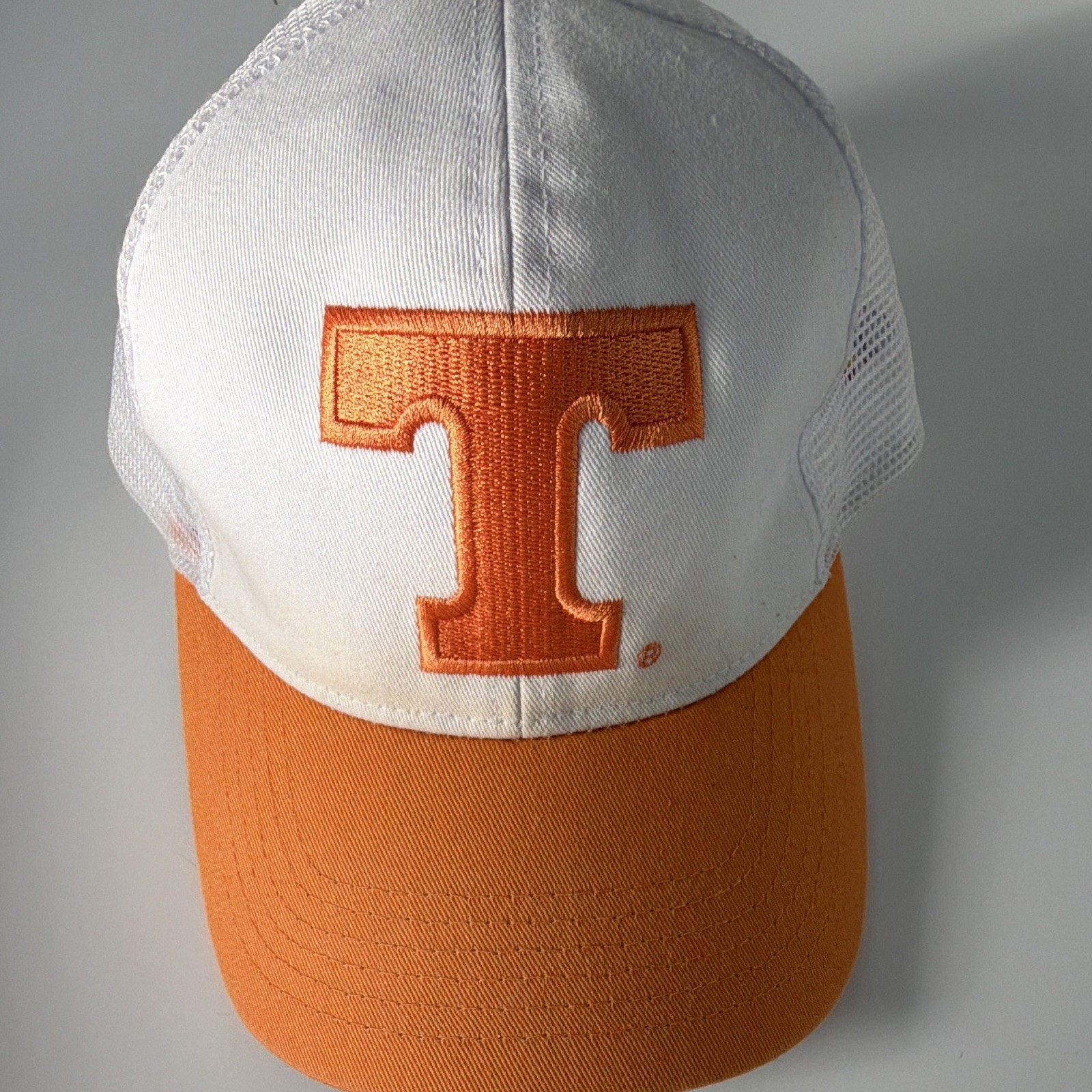 Castaways White/Orange Mesh Back Adjustable Trucker Hat, One Size