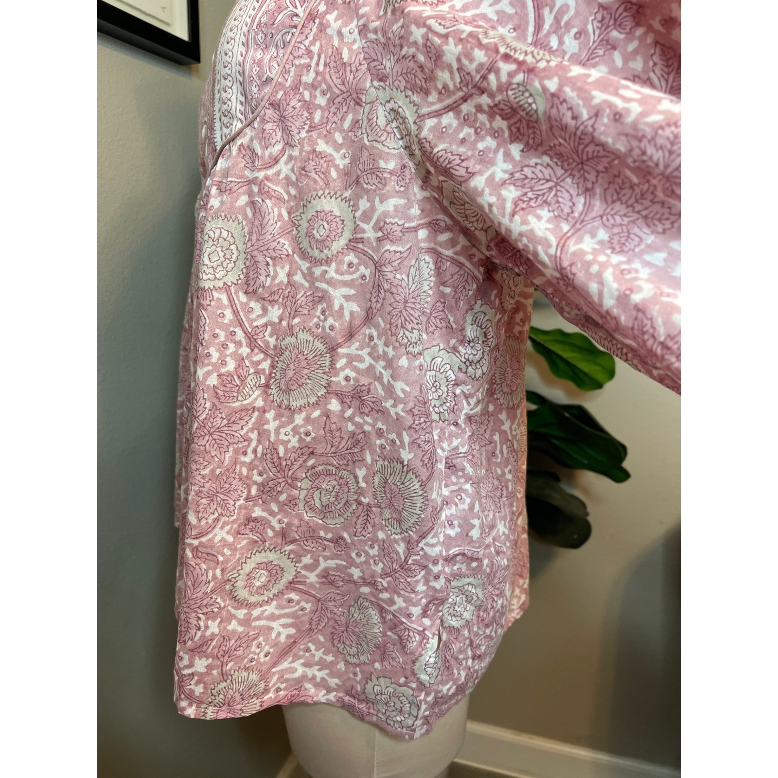 Cleobella Rayna Peasant Button Down Floral 100% Cotton Blouse Top Anthropologie