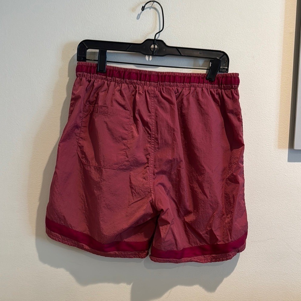 Adsum Effo Nylon Drawstring Shorts in the color raspberry