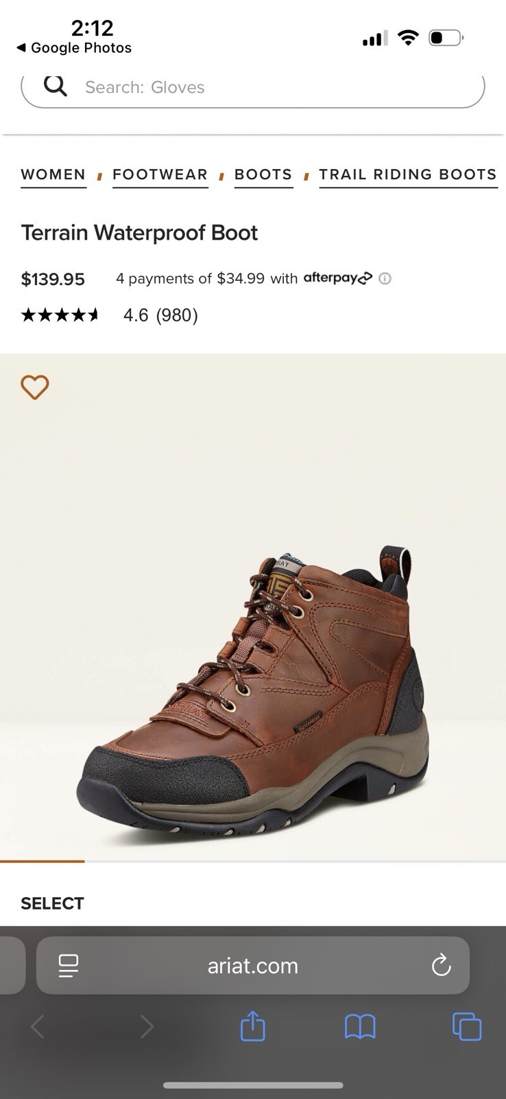 Ariat 10004138 (70063) ATS Womens Terrain Hiking Endurance Brown Boots Sz 7 B