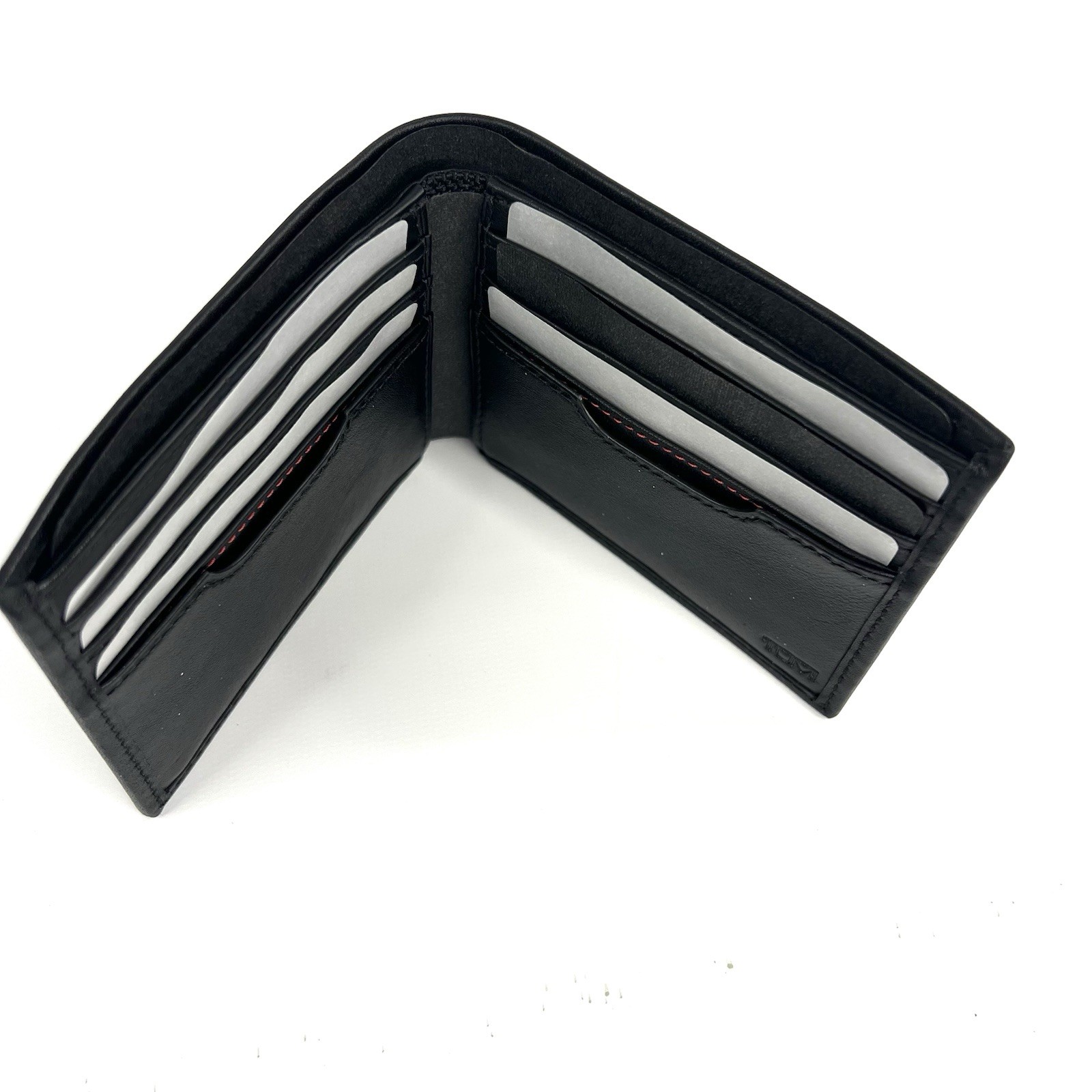 TUMI Delta SLG Double Billfold Black Leather RFID Blocking Wallet