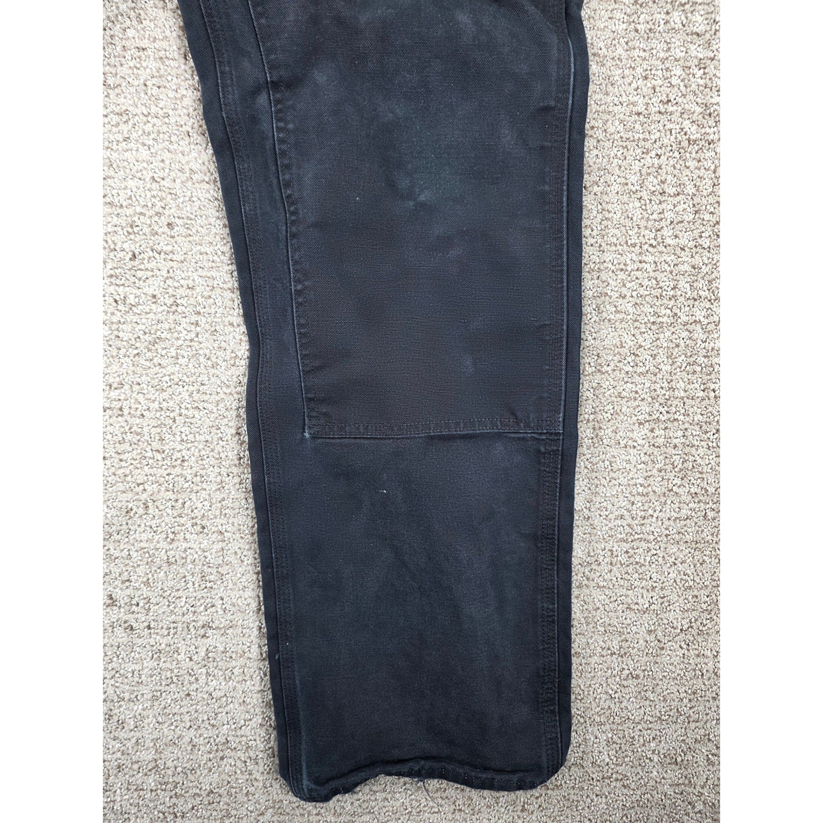 Carhartt B01 BLK Double Knee Painted Distressed Dungaree Pants Black 34×33 Mens