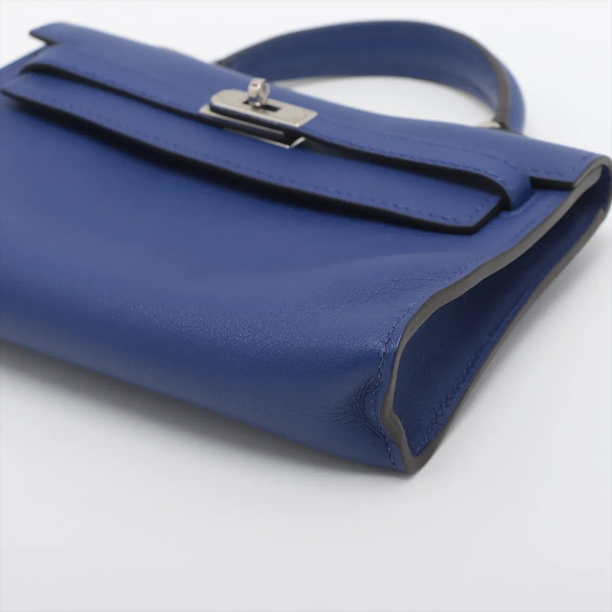 Hermès Tiny Kelly Swift Blue Silver Metal Fittings □O: 2011