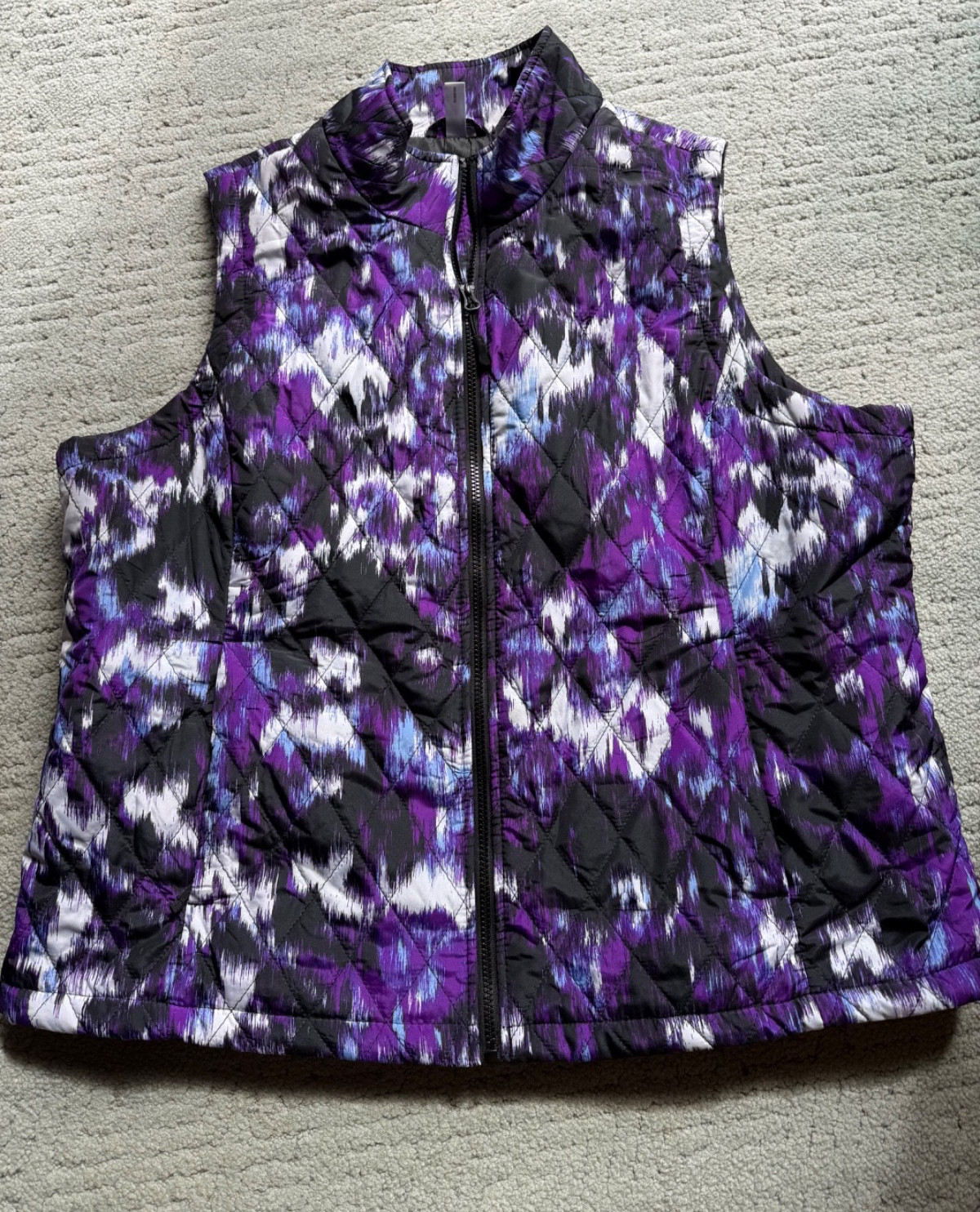 Exertek Womens Lightweight Quilted Zip Vest Sz 2X Purple-Black-White Colors