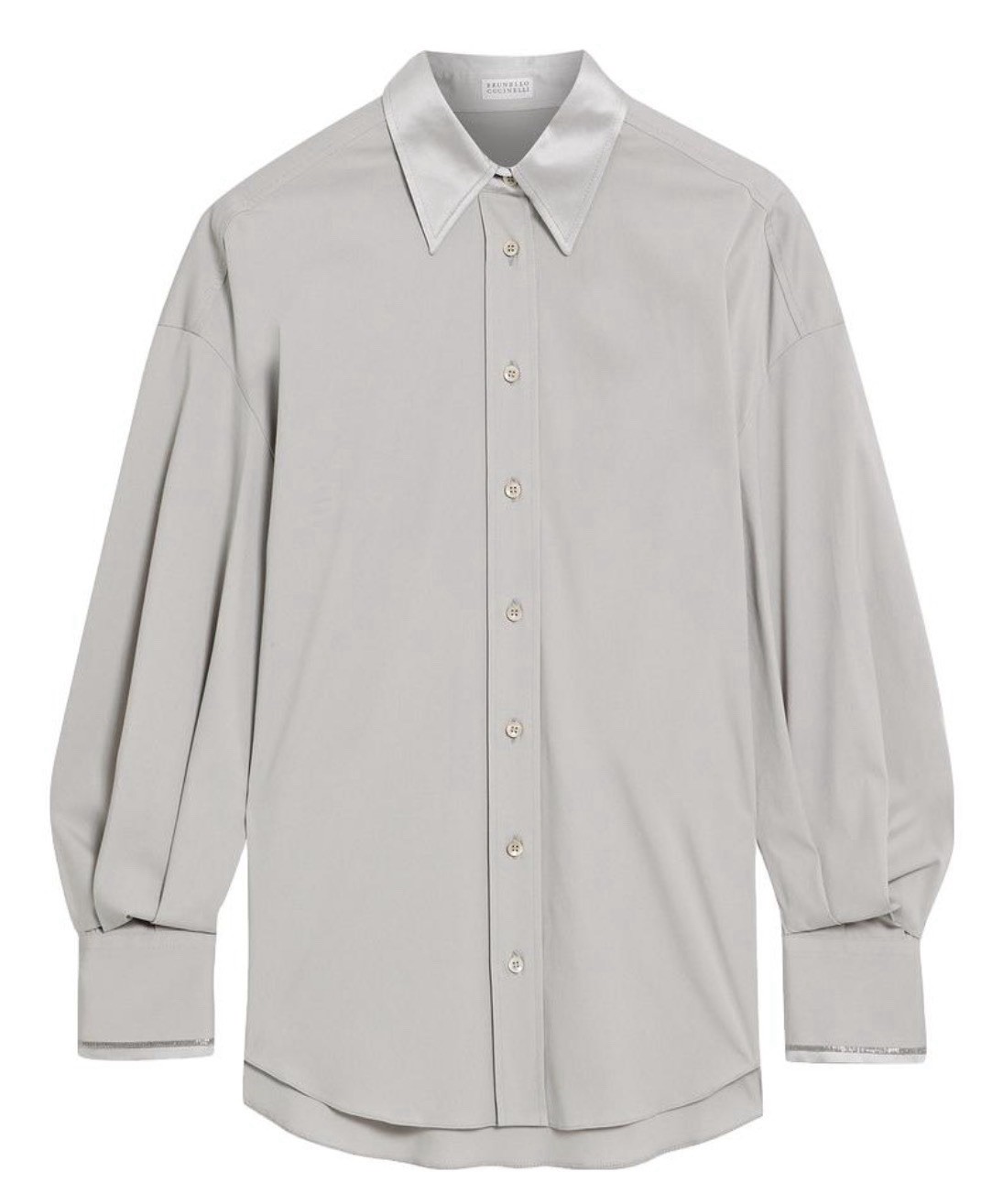 BRUNELLO CUCINELLI Womens XL Button-Up Blouse w/ Beaded Embellishment Gray Italy