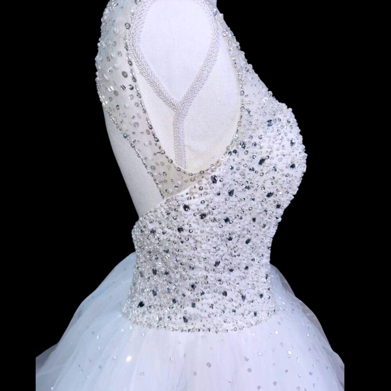 Mori Lee Madeline Gardner Wedding Dress Size 10 White Beaded Ball Gown NWT