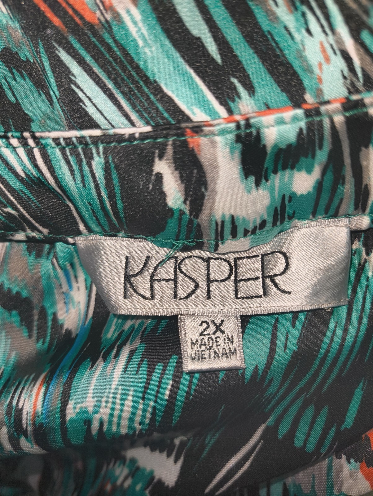 Kasper Teal, Coral & Black Abstract Printed Sleeveless Tank