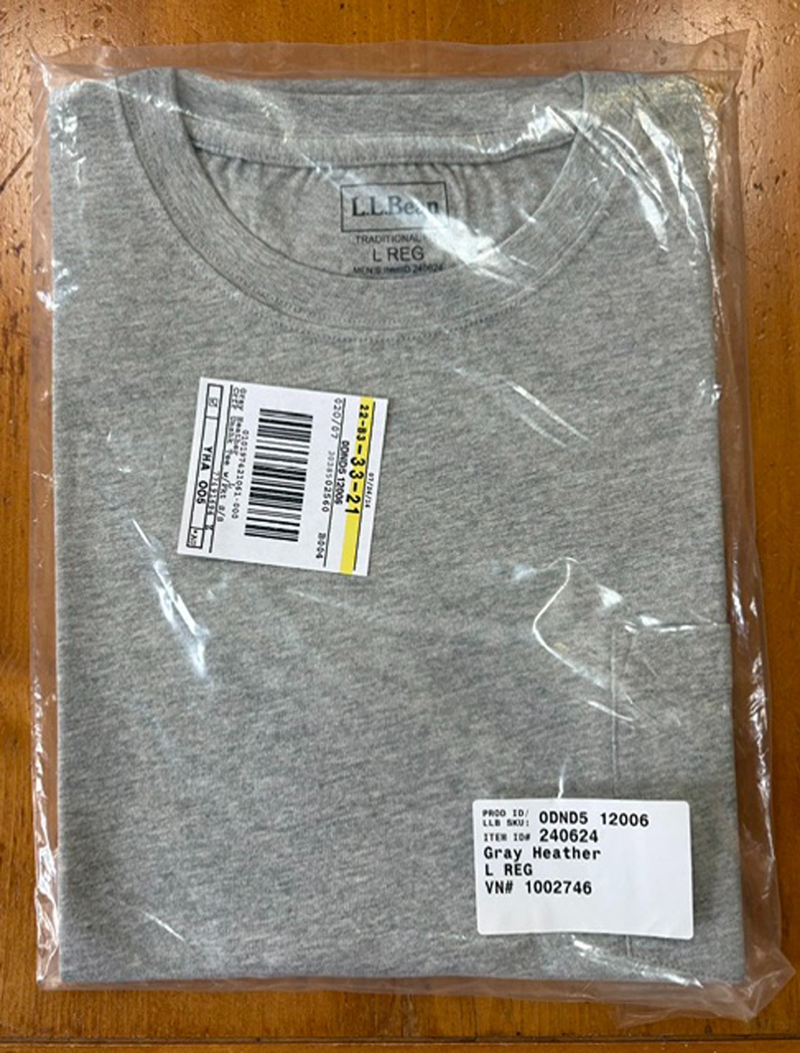L.L. BEAN Men’s Carefree Unshrinkable Pocket Tee Traditional Fit T-Shirt LARGE