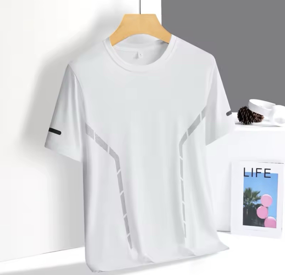 Men Running T-Shirt Ice Silk Quick Dry Breathable Reflective Sports 5XL