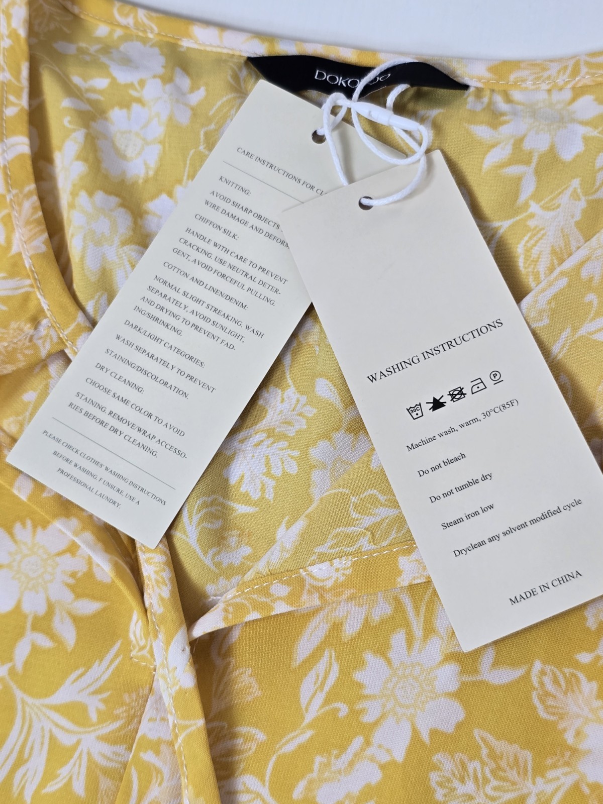 Womens Dress NEW Yellow Floral Peasant Boho Drawstring V Neck Size M Mini NWT