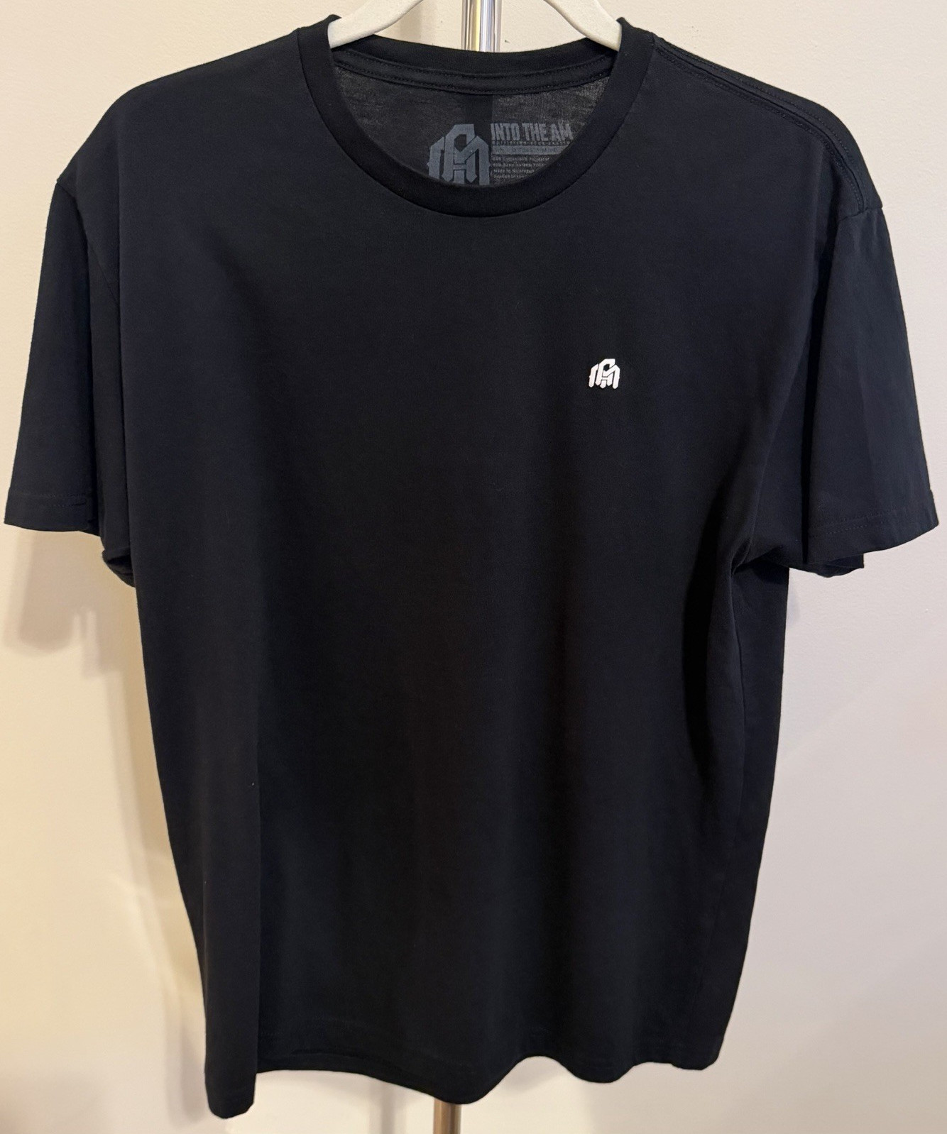 Into the AM Men’s Black Solid Crew Neck Short Sleeve T-Shirt Cotton Blend L EUC