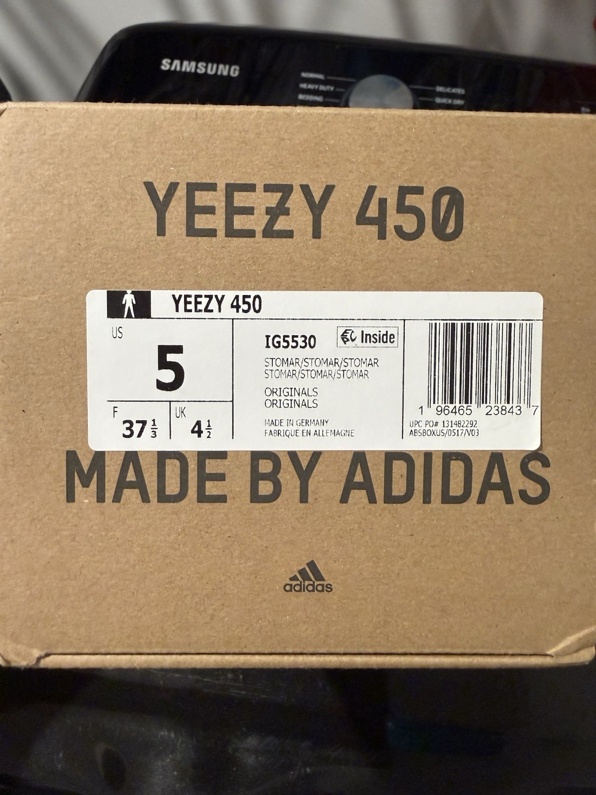 Adidas Kids Yeezy 450 Stone Marine Gray Low Top Lace-Up Knit Sneakers IG5530