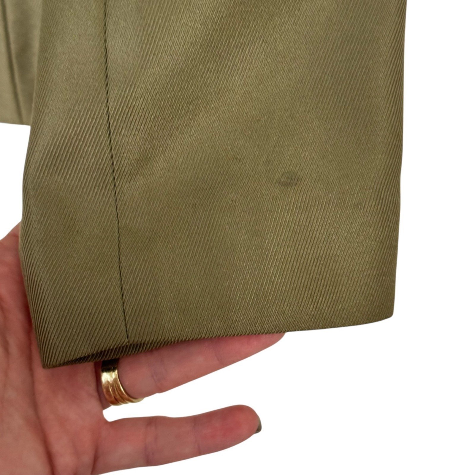 Talbots 100% Silk Olive Green Jacket Size 4P Button Career Casual Safari Blazer