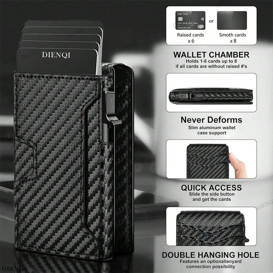 RFID Blocking Smart Men Wallet Carbon Fiber Credit Card Holder Minimalist