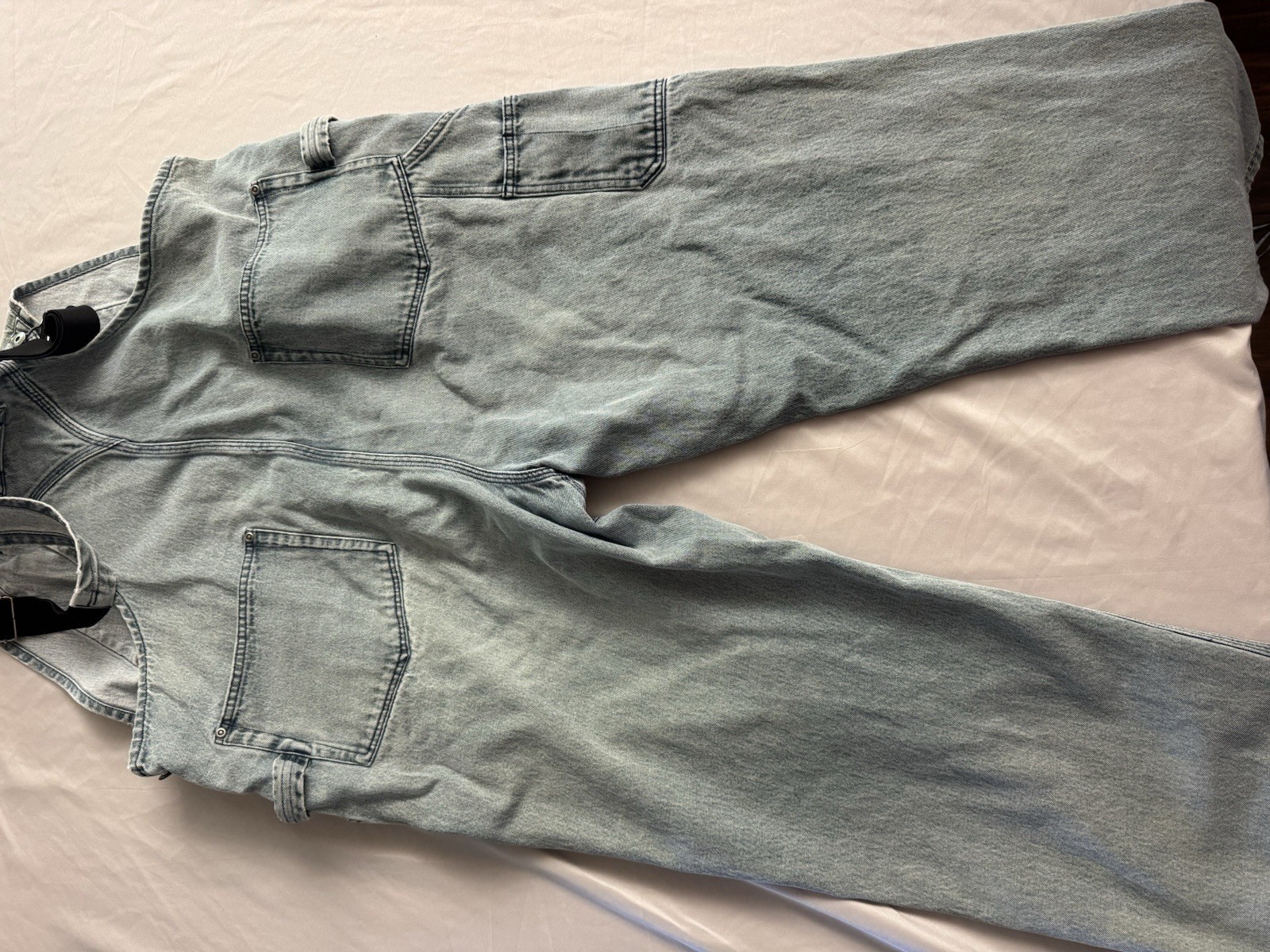 Duluth Trading Co Men’s Blue Denim Cotton Bib Overalls 42×32 Construction