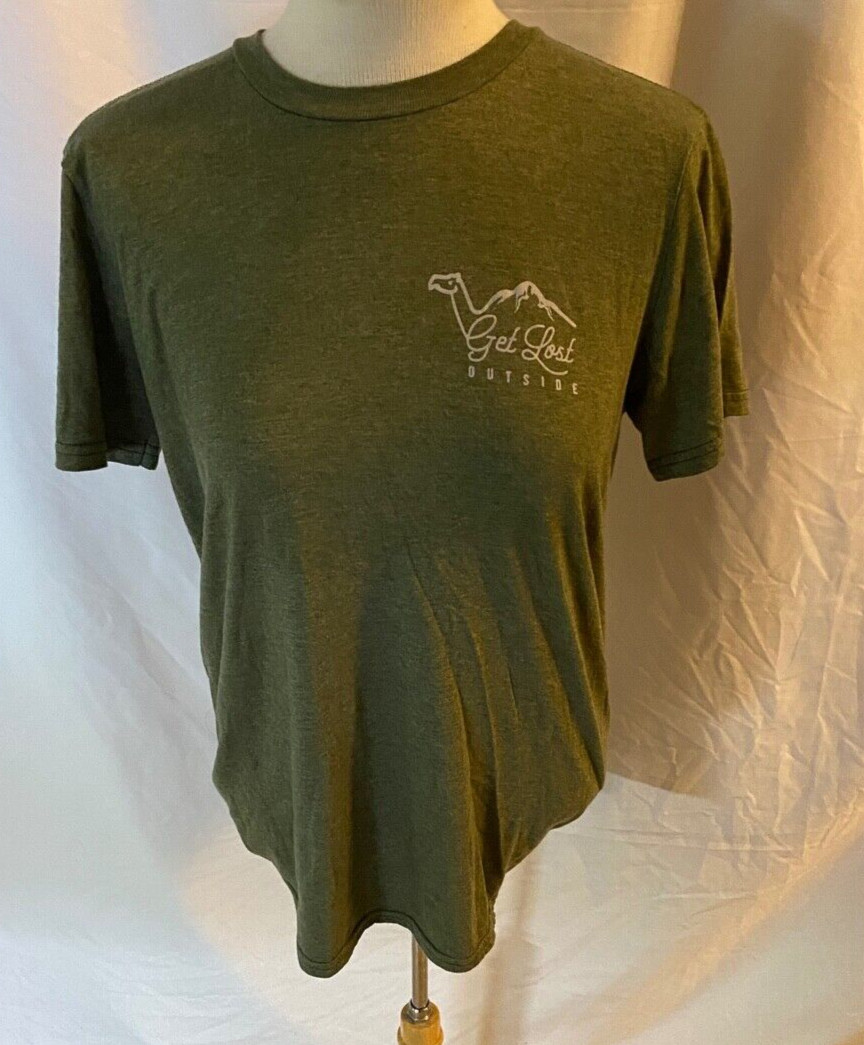 Anvil Women’s Green Medium T-Shirt Get Lost Outside Army Green Crew Neck