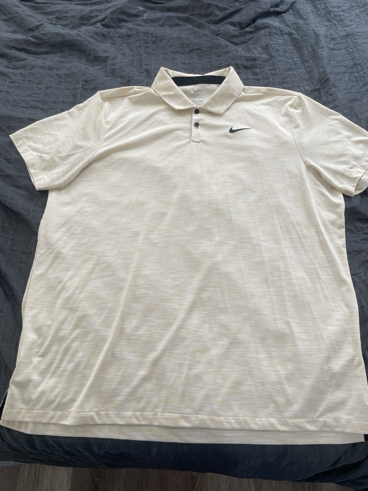 Nike Dri-FIT Men’s White Solid Polo Shirt XL Regular Short Sleeve Button Logo