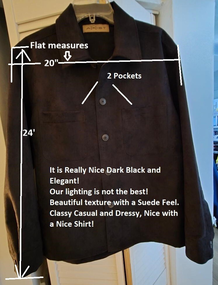 Italian style Jacket Suede Soft feel Button Front Ebony Black Rare Vintage! NEW