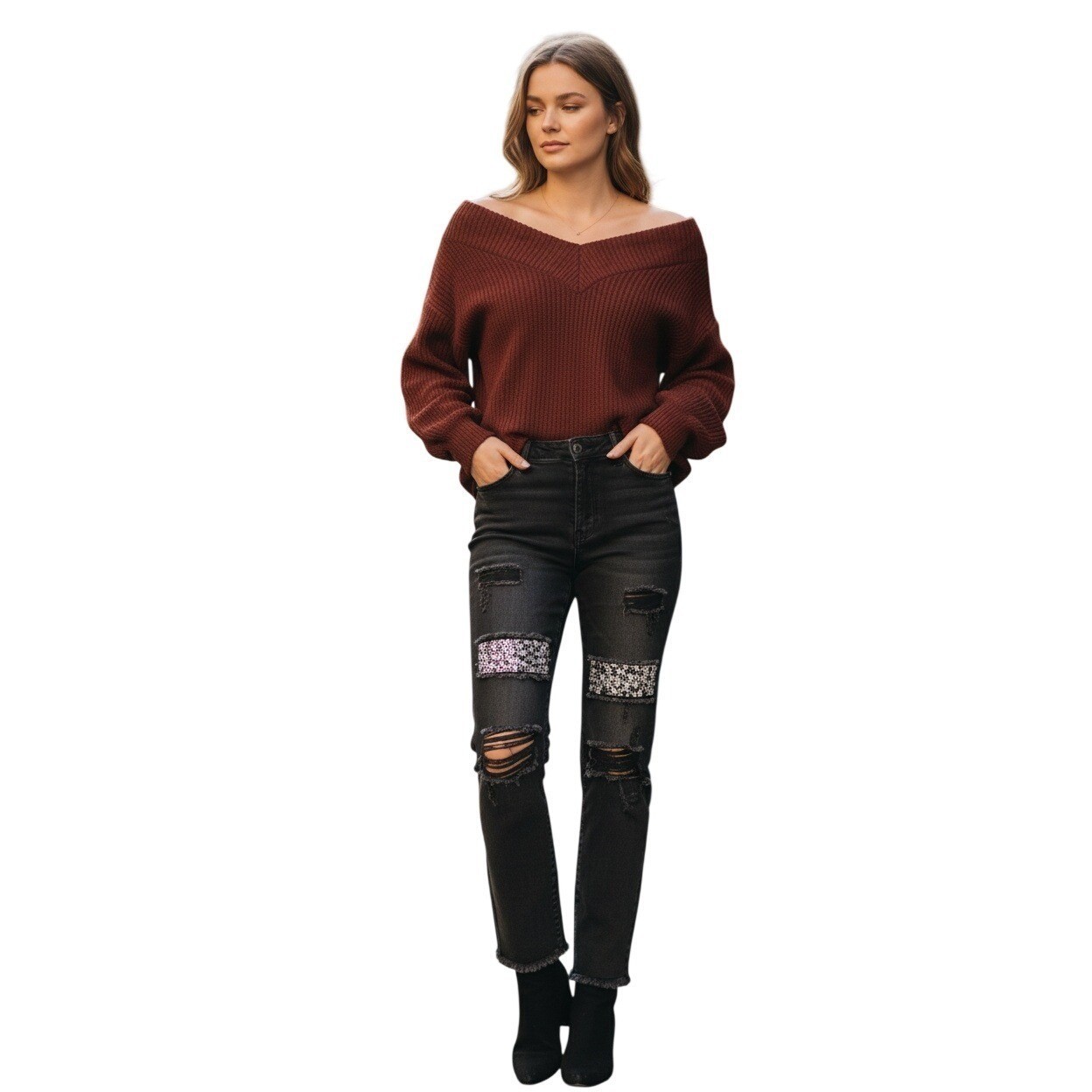 Banjara NWT Y2K Studded Embellished Distressed Raw Hem Jeans 27×28 Rocker Chic
