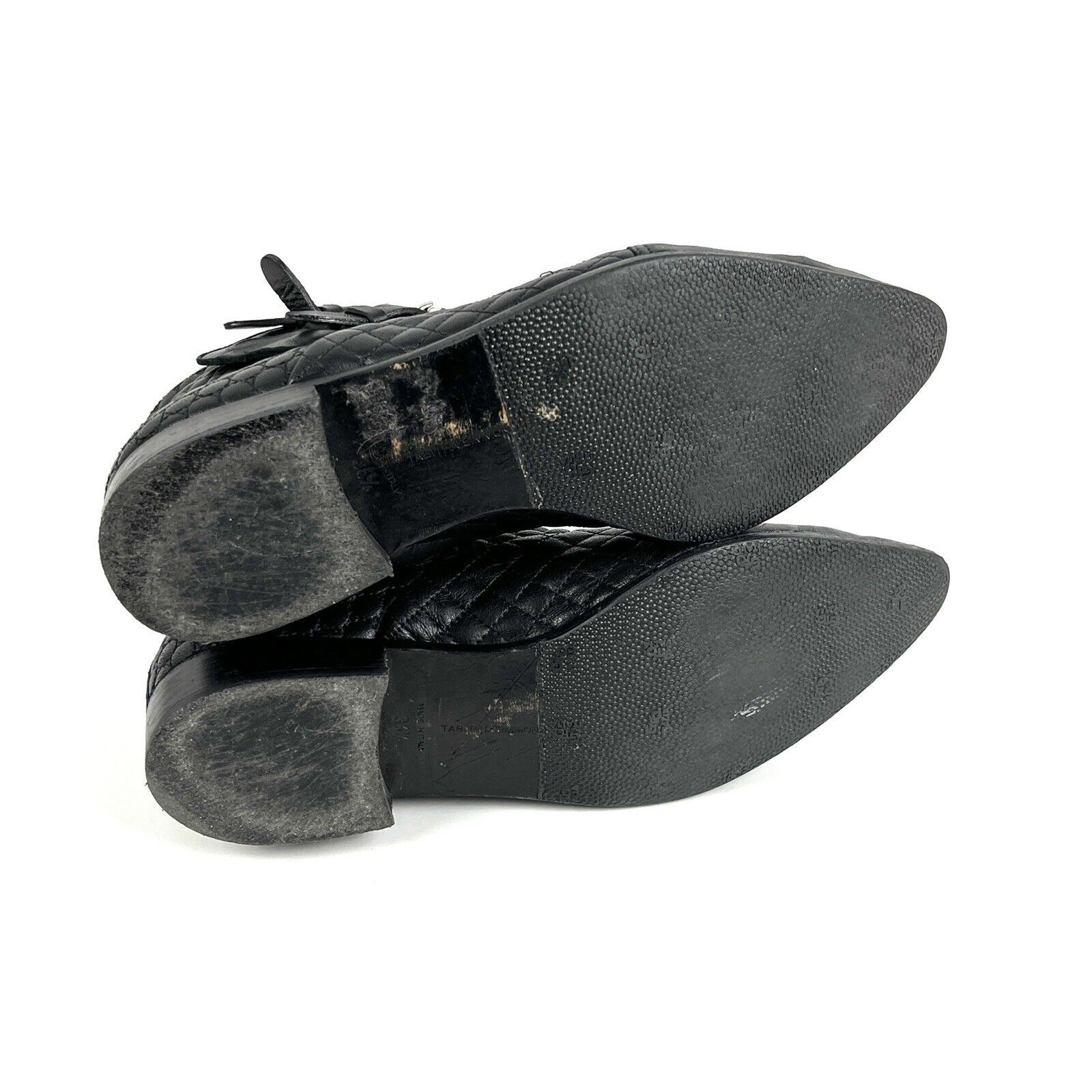 Tabitha Simmons Early Ankle Boots Size 6.5 EU 36.5 Black Quilted Buckle Pointed