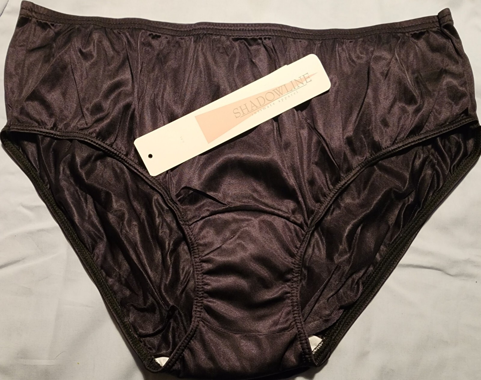 3 Pair Size 7 Black 100% Nylon ShadowLine Hidden Elastic Hipster Panty