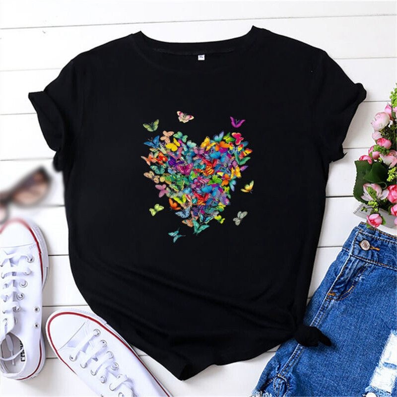 Ladies T Shirt Summer Plus Size Ladies Blouse Shirt Tee Short Sleeve Tops