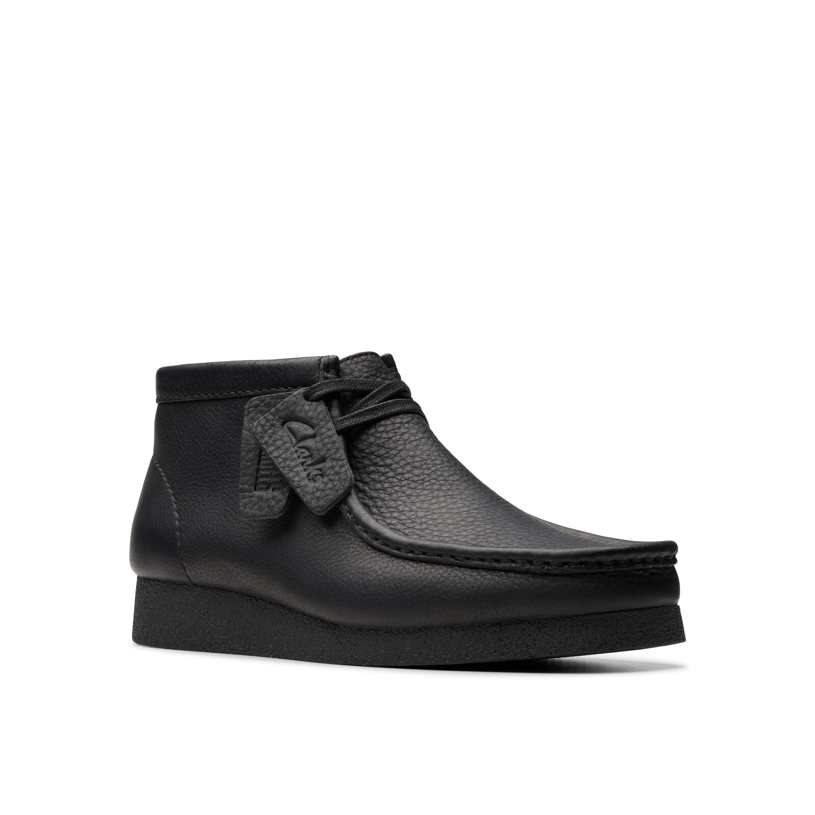 New Men Clarks Wallabee Evo Black Leather Rubber Bottom Comfortable Lace Shoes