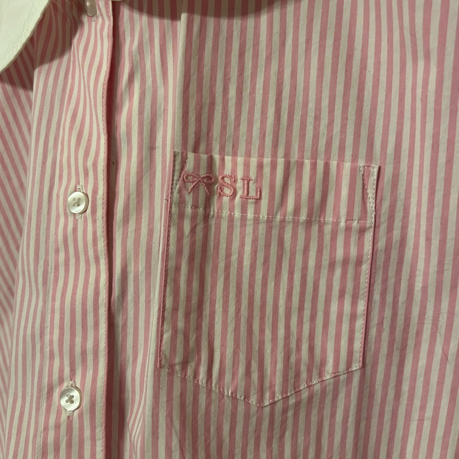 NWT Gap x Sandy Liang Poplin Oversized Shirt Sz SMALL Pink Stripe Cotton