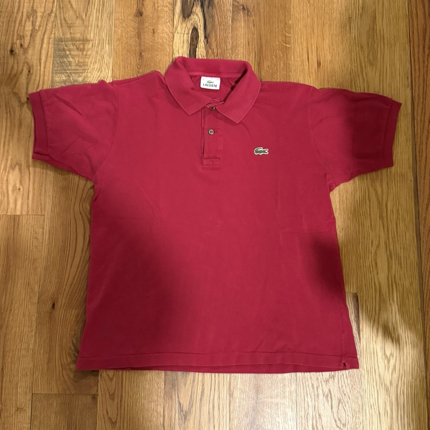 Lacoste Men’s Polo Shirt Medium Red Short Sleeve Solid Collared Button Logo