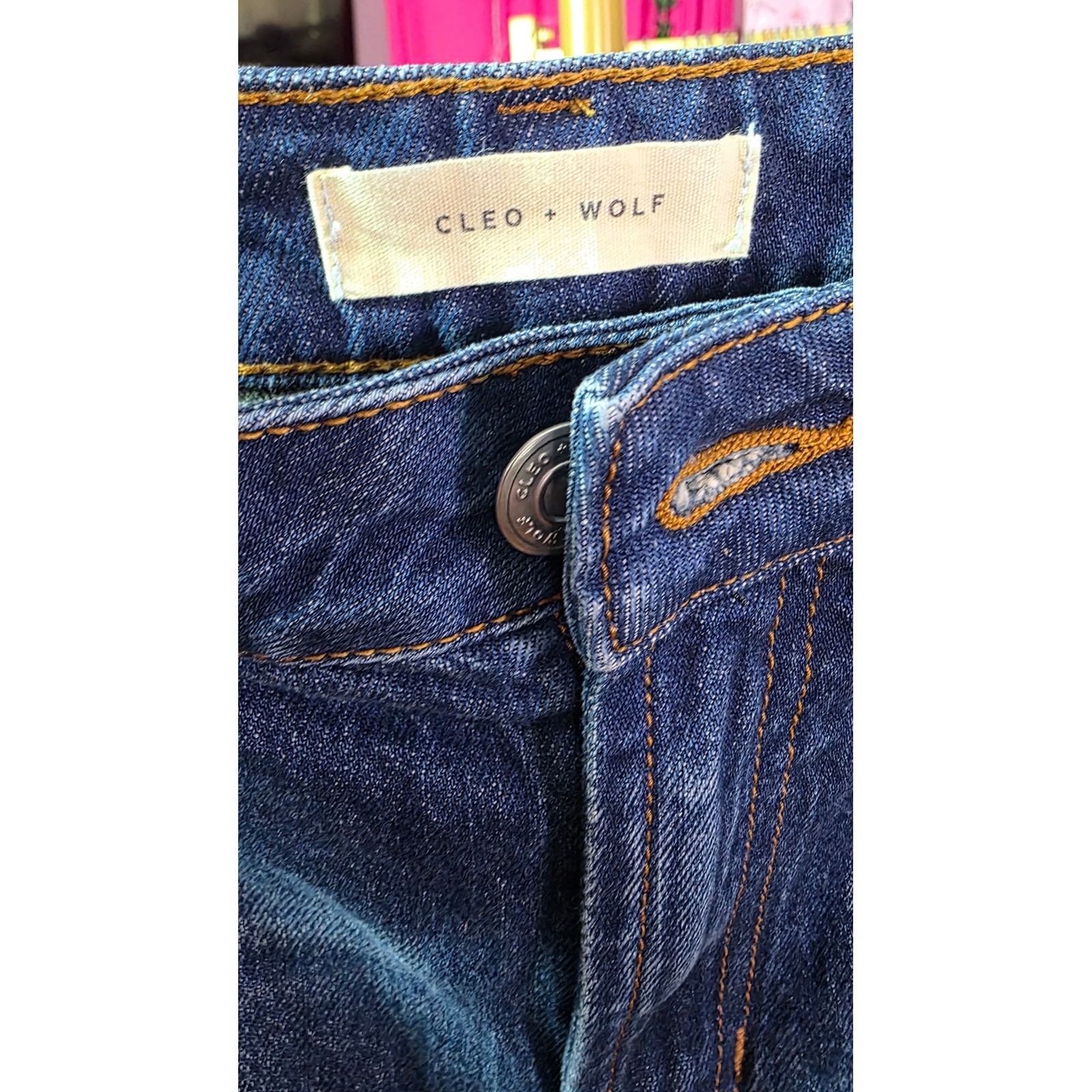 Cleo & Wolf Mens Distressed Carpenter Jeans High Rise Straight Leg Blue 31×32