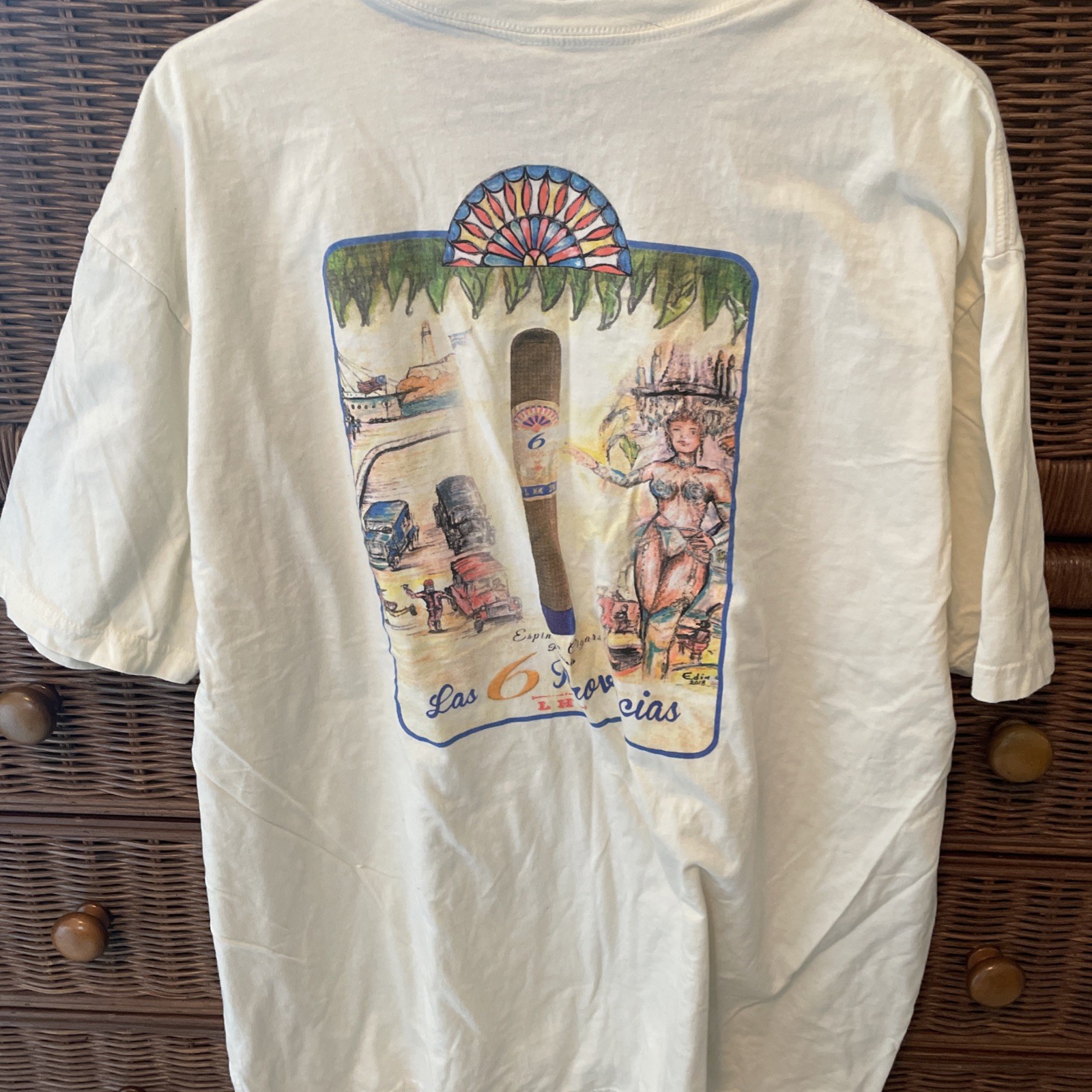 ‘Espinosa Cigars Presents Las 6 Provincial LHB’ Cream Color T-Shirt Size 3XL