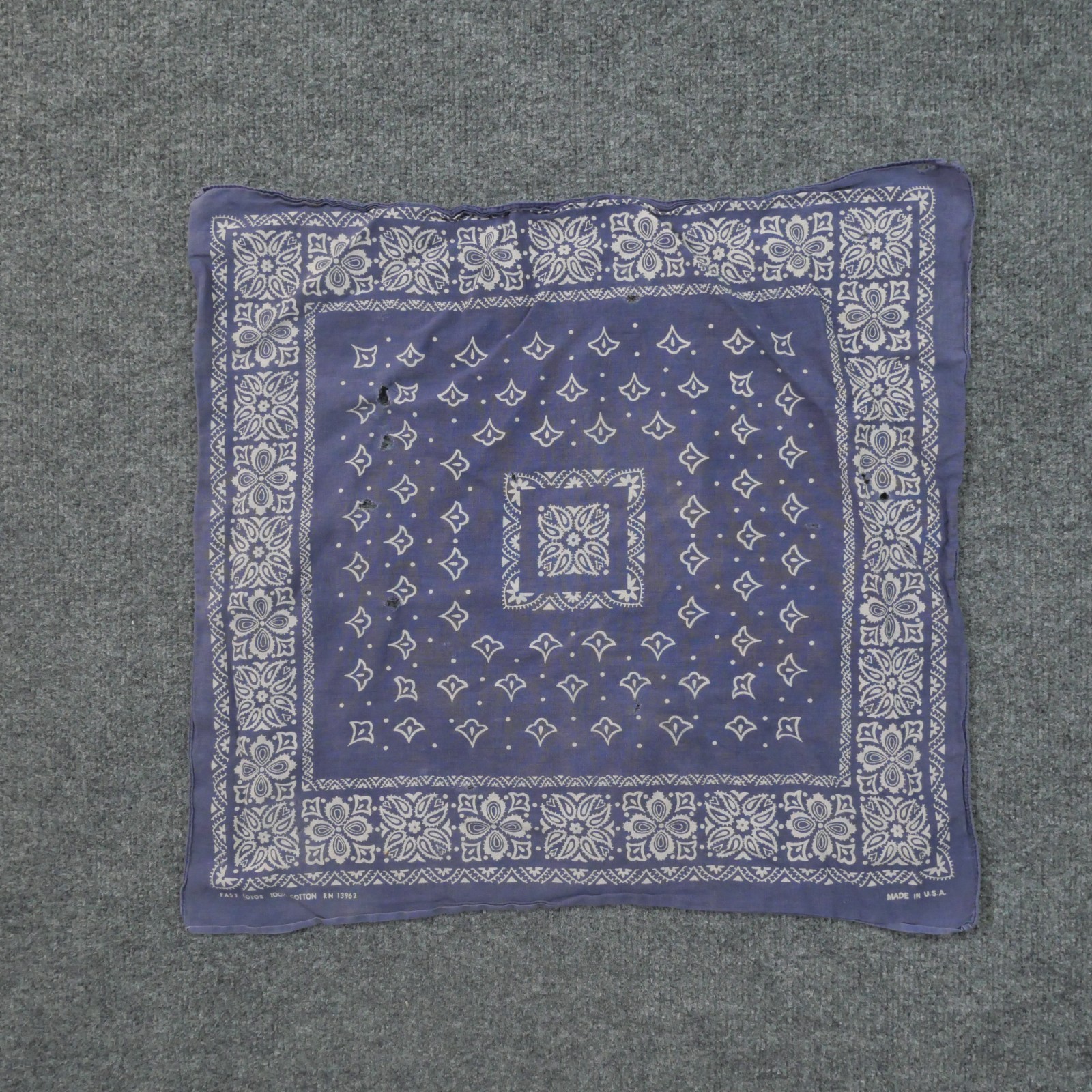 Vintage Shalom & Co Bandana Blue Paisley Western Country Distressed Grunge