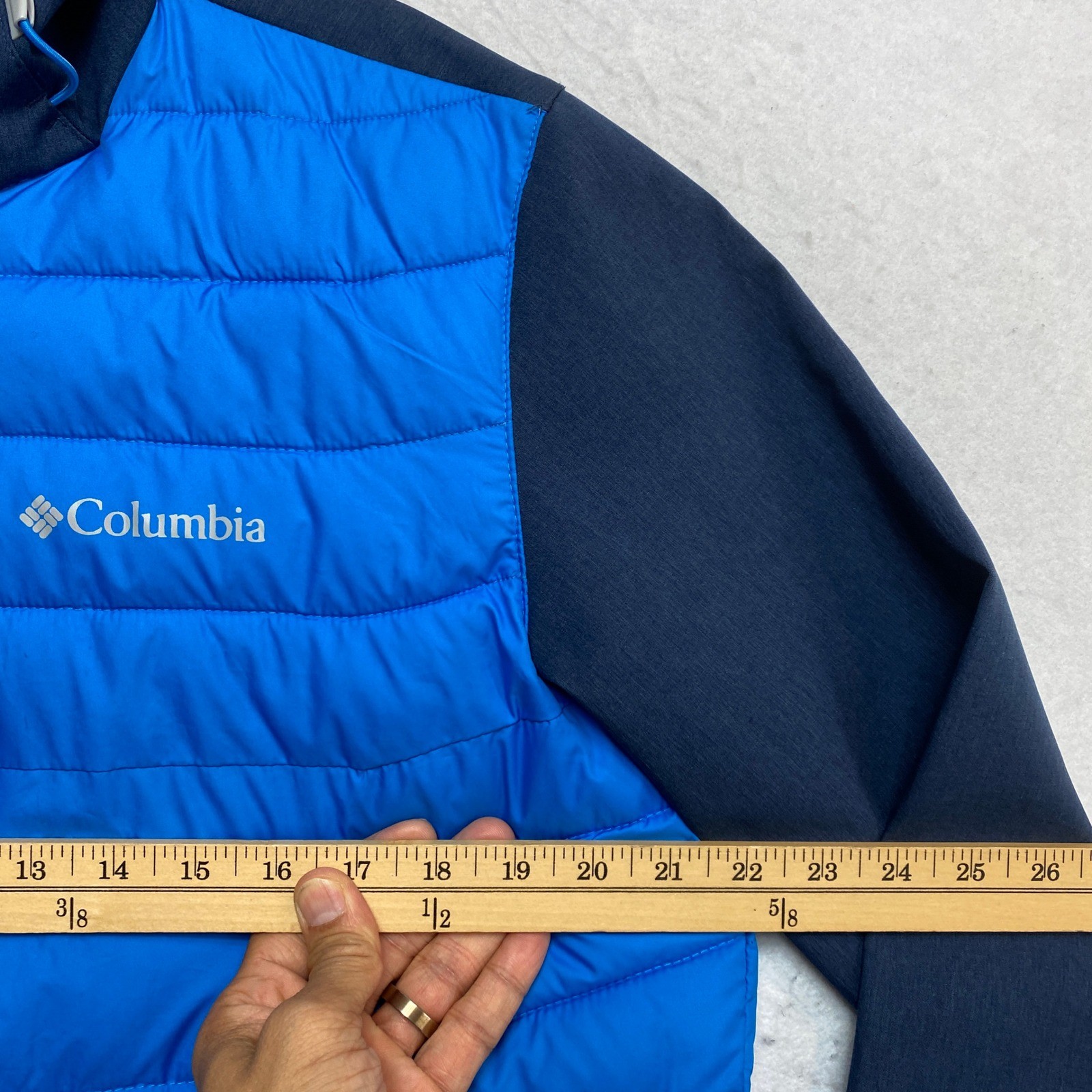 Columbia Puffer Jacket Mens Size Medium Blue Navy Omni-Heat Hybrid WM1509